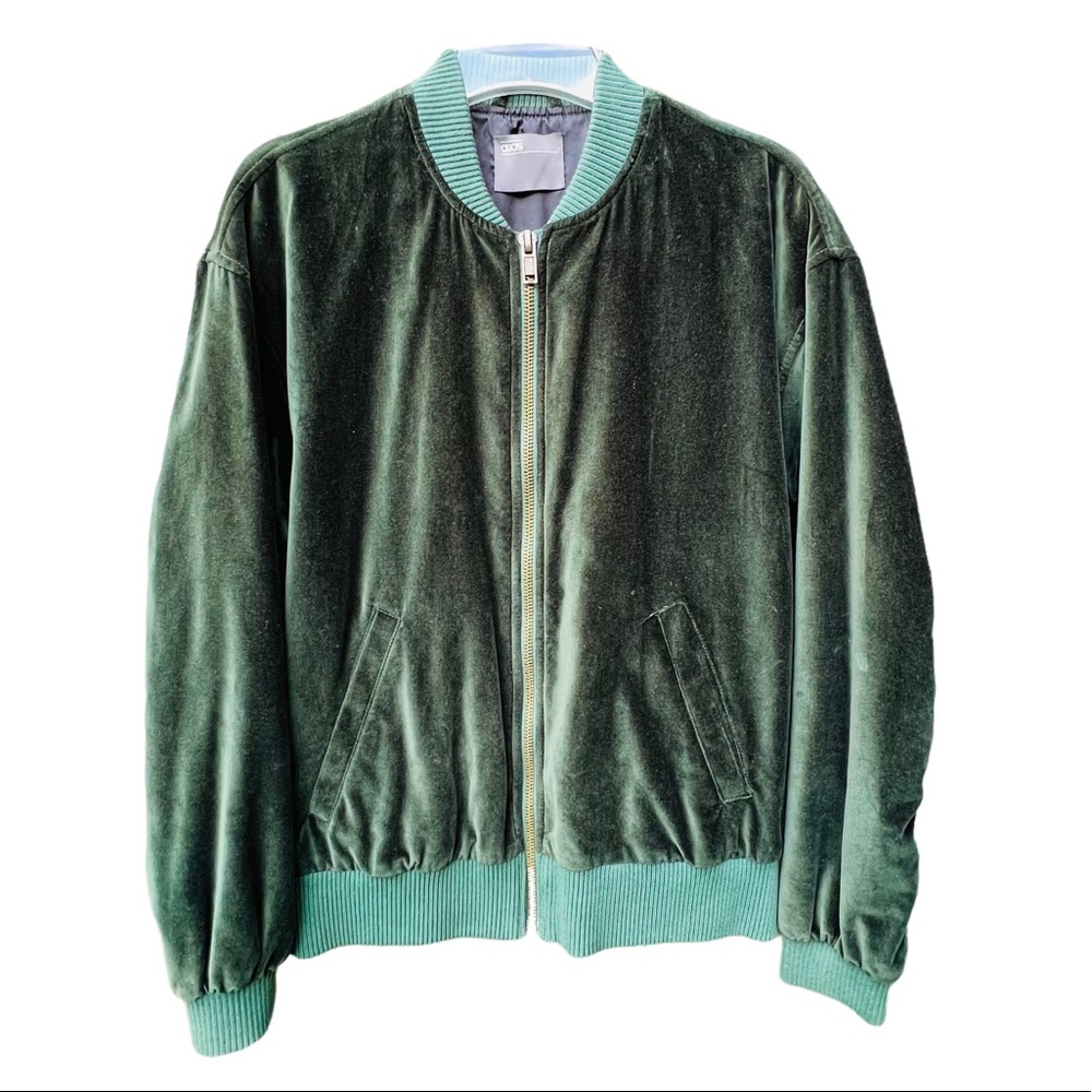 ASOS Mens Crushed Velvet Green Jacket Mens Medium